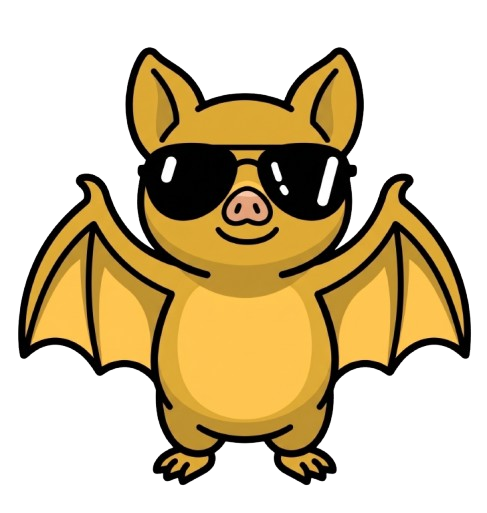 SEO BAT — летучая мышь в чёрных очках, маскот расширения